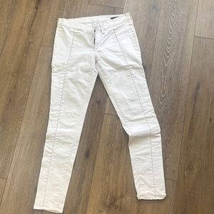 White Women's Slim Stitch-Detail Pants..These Fit Small Between 27 and 28.